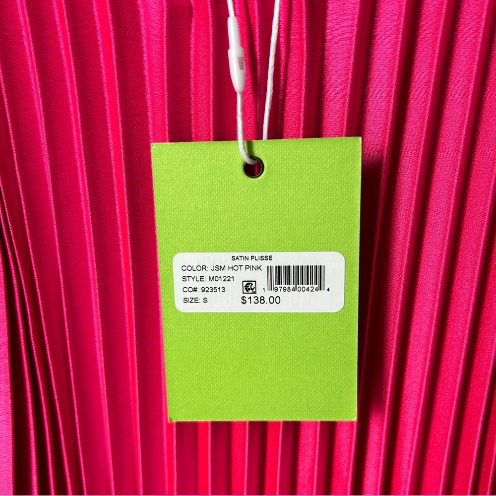 SOLD. Sam Edelman Pleated Hot Pink Midi Dress - Picture 3 of 6